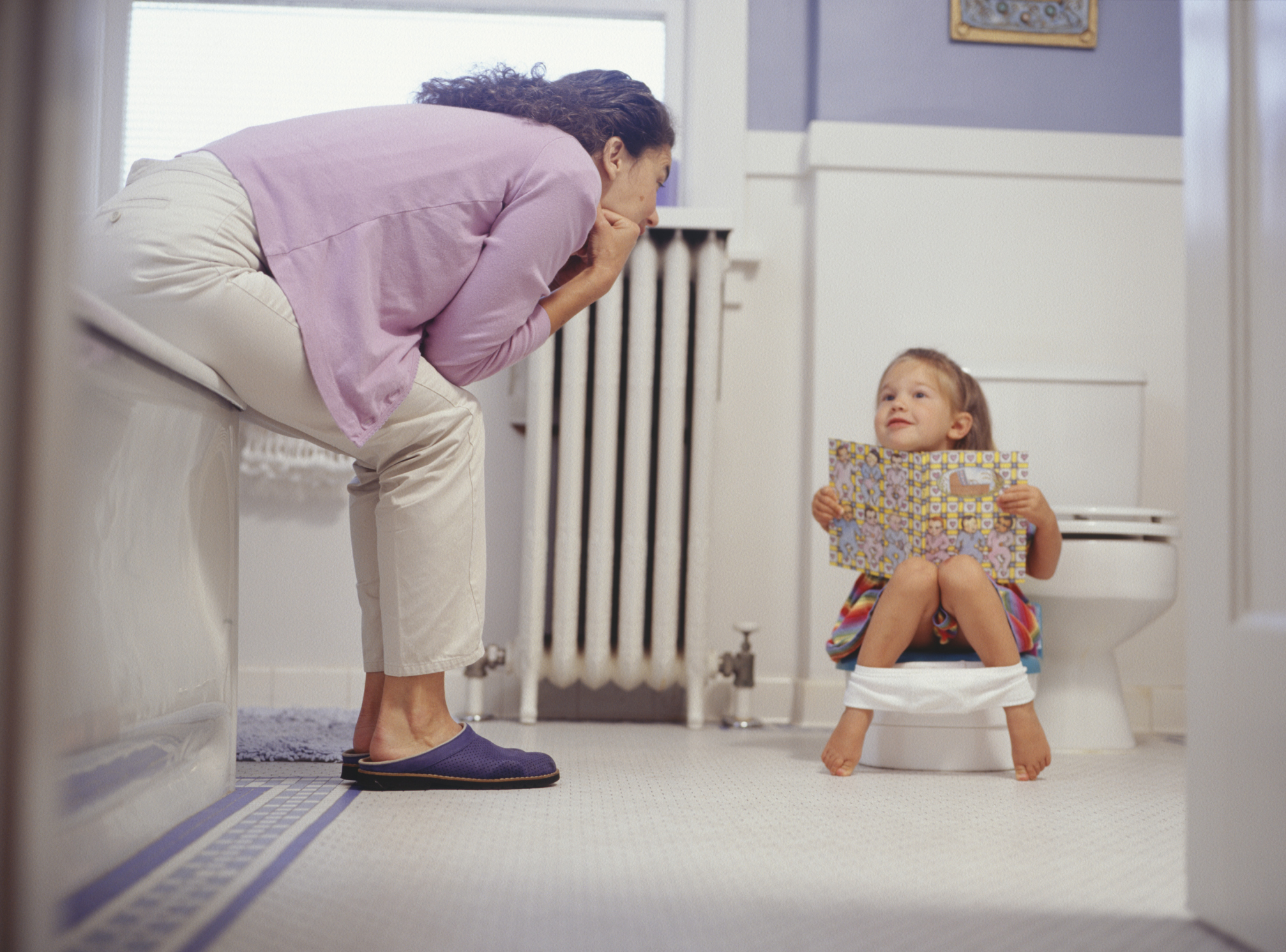Mother potty training daughter (2-3)